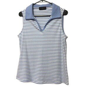 NWOT Lane Bryant Striped Sleeveless Top Size 14 /16 Blue White Collar V Neck New